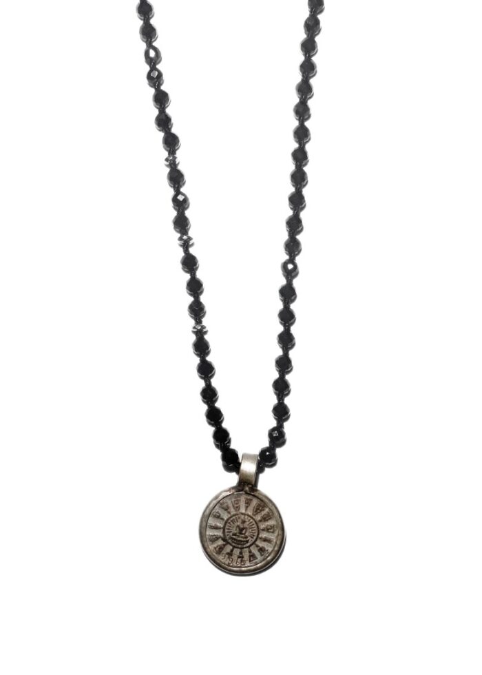 BUDDHA 10 necklace crystal black silver