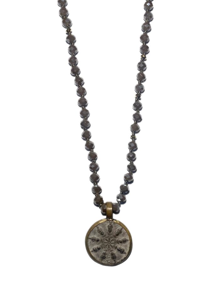 BUDDHA 410 necklace crystal mud gold