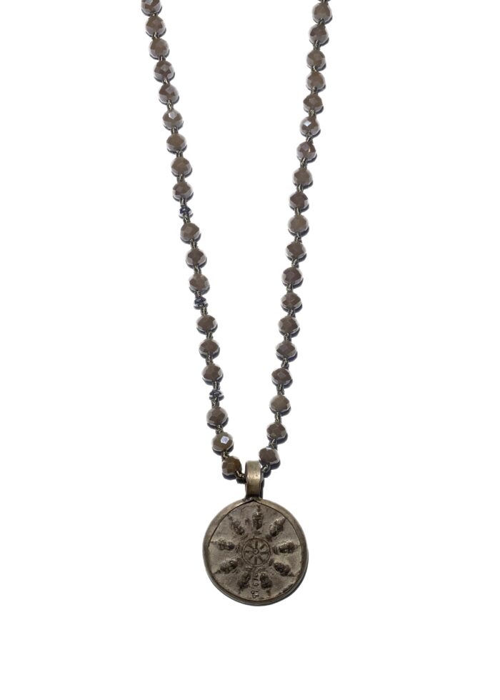 BUDDHA 410 necklace crystal mud silver