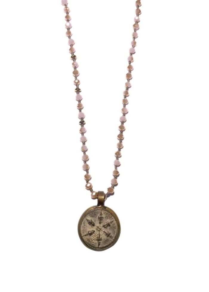 BUDDHA 4 necklace crystal pink gold