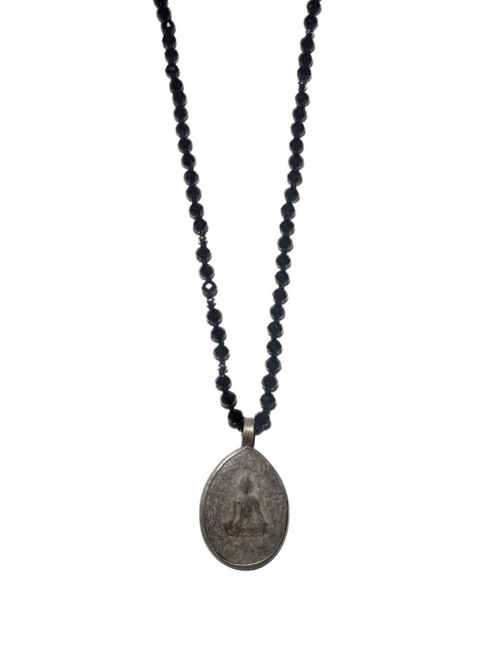 BUDDHA 22 necklace crystal black silver