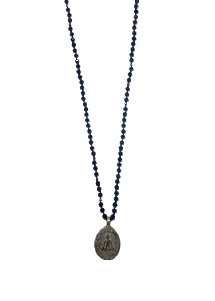 BUDDHA 22 necklace crystal black silver - Image 2