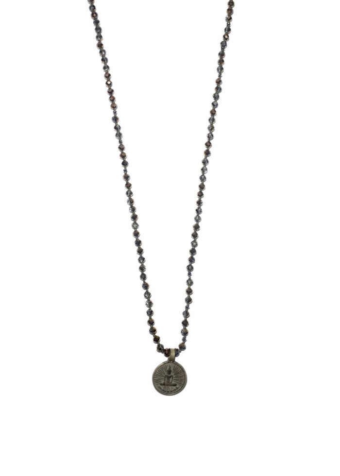 BUDDHA 32 necklace crystal brown silver - Image 2