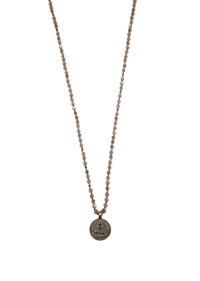 BUDDHA 32 necklace crystal pink gold - Image 2
