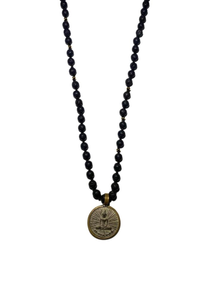 BUDDHA 32 lava necklace gold