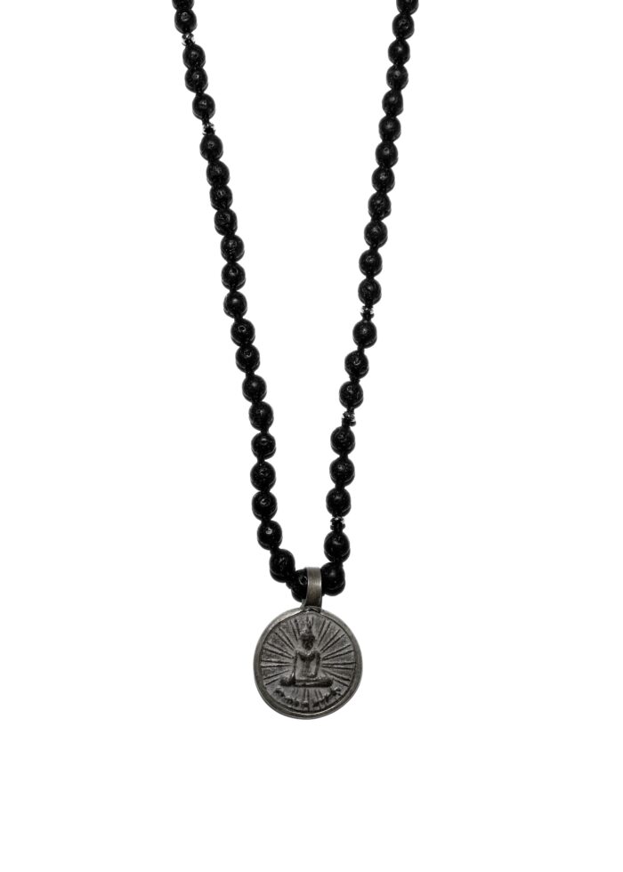 BUDDHA 32 lava necklace silver