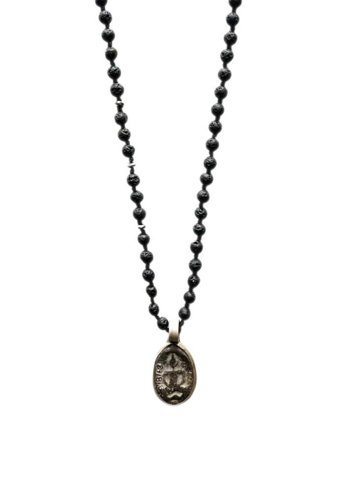 BUDDHA 6 lava necklace silver