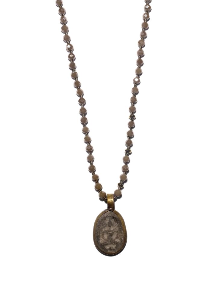 BUDDHA 6 necklace crystal mud gold