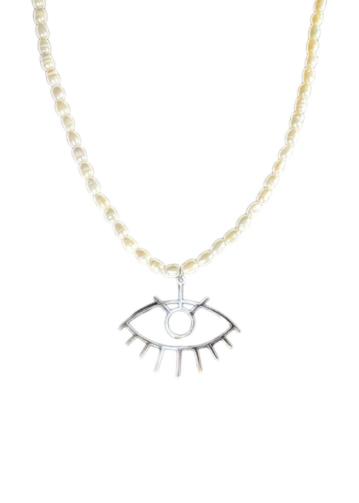EYE PEARL necklace silver