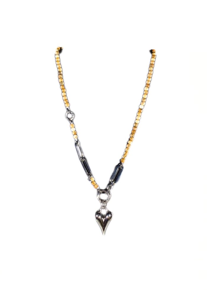 HEART STONE necklace Jasper silver