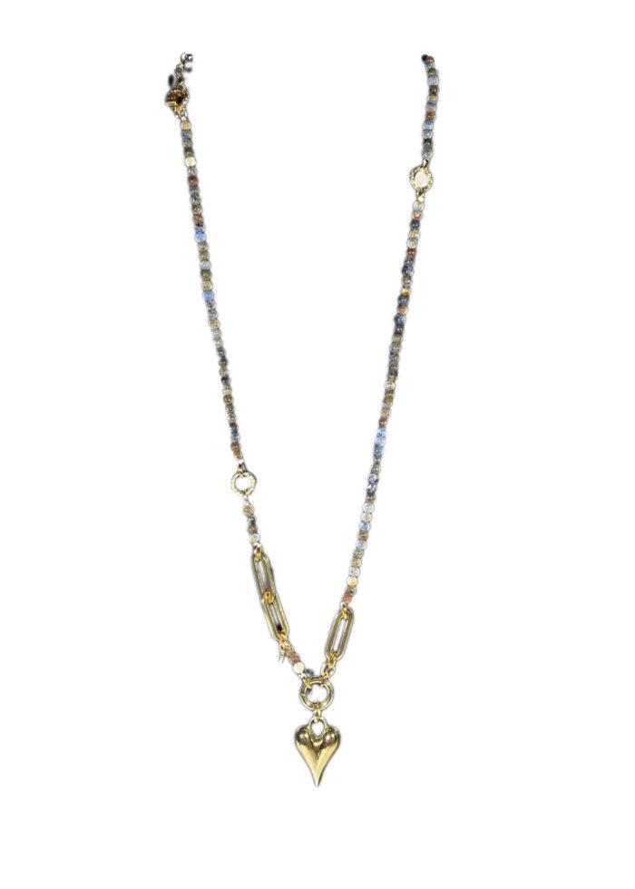 HEART STONE necklace Blue gold