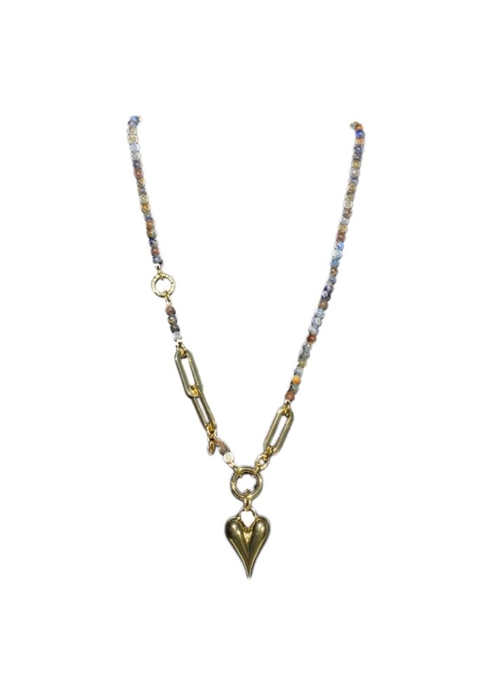 HEART STONE necklace Blue gold - Image 2