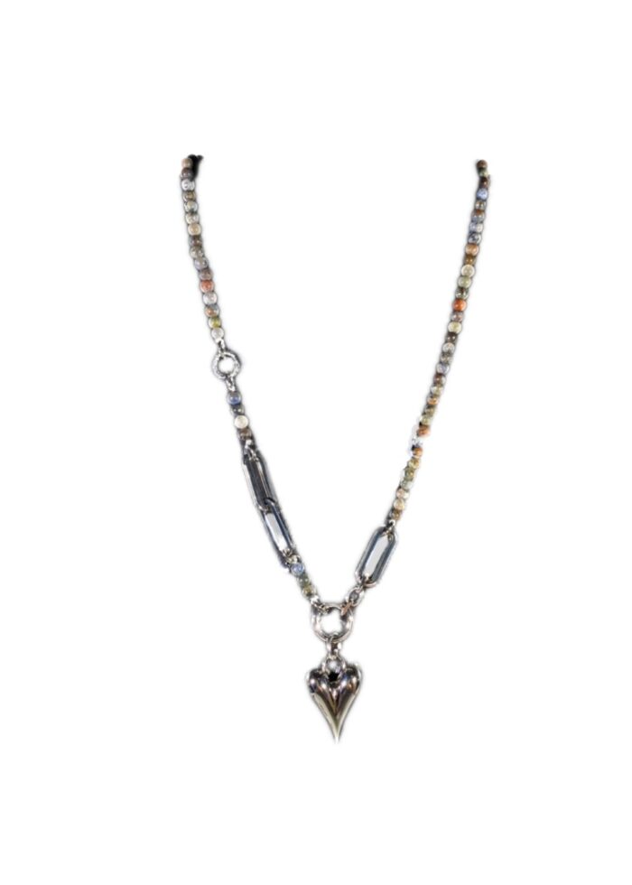 HEART STONE necklace Blue silver