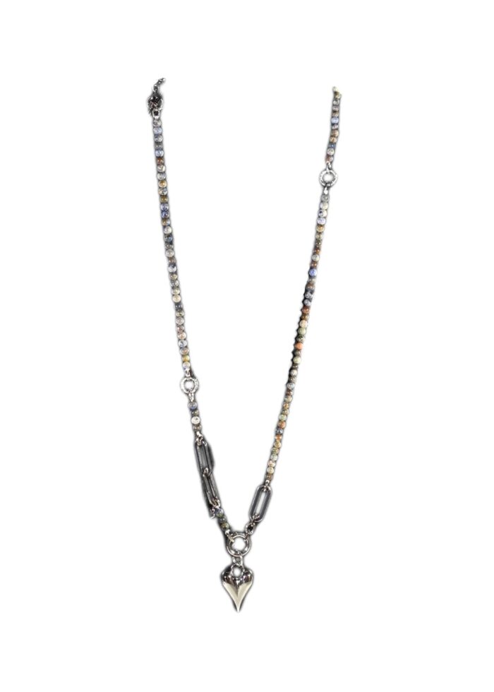 HEART STONE necklace Blue silver - Image 2