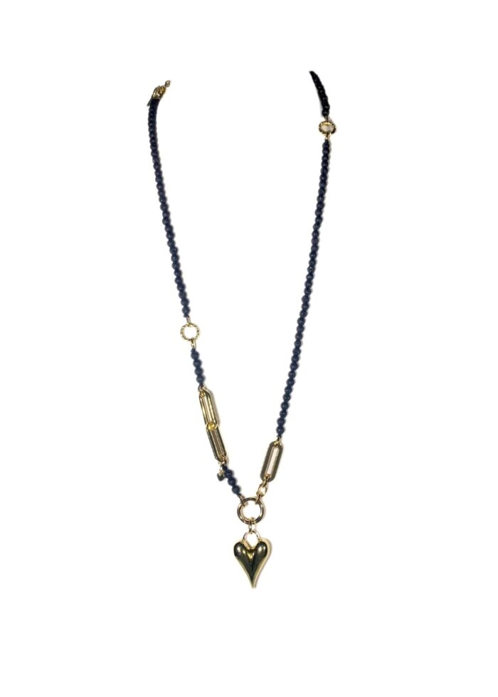 HEART STONE necklace Lava gold