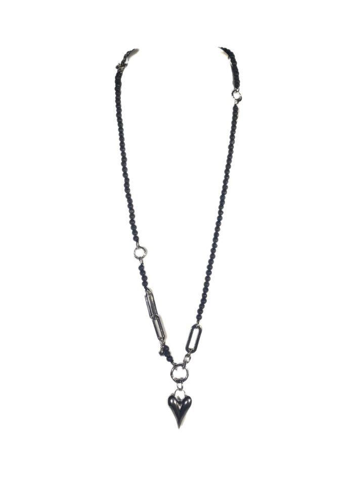 HEART STONE necklace Lava silver - Image 2