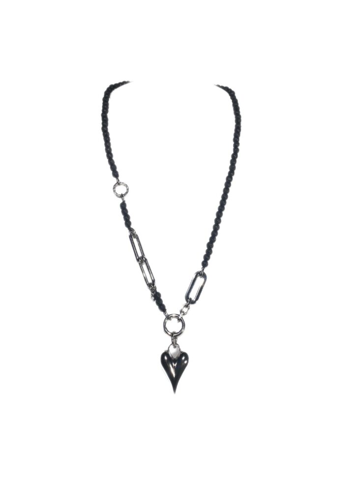 HEART STONE necklace Lava silver