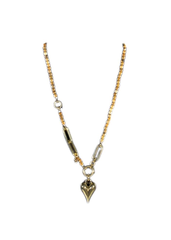 HEART STONE necklace Jasper gold - Image 2