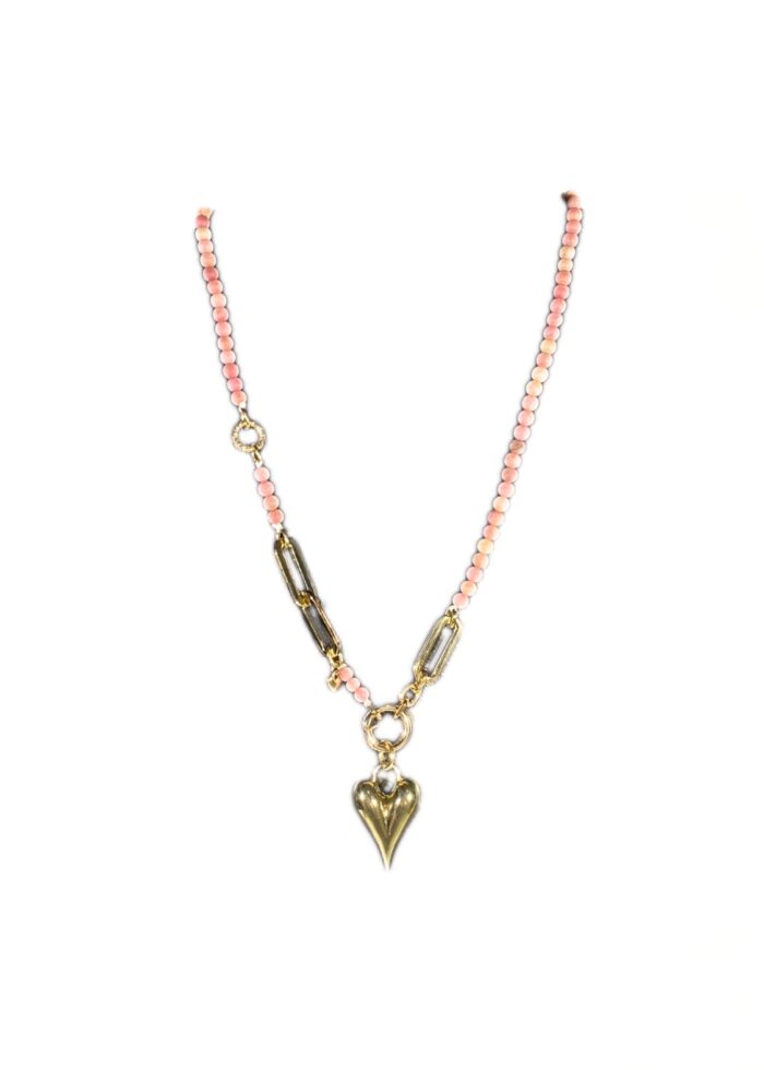 HEART STONE necklace Pink gold - Image 2