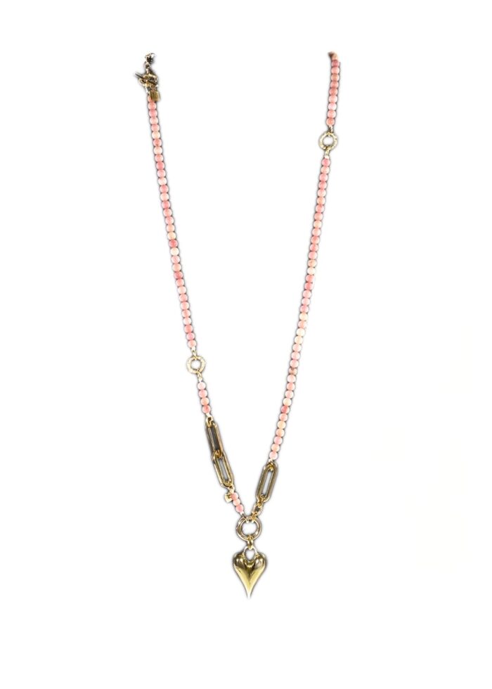 HEART STONE necklace Pink gold