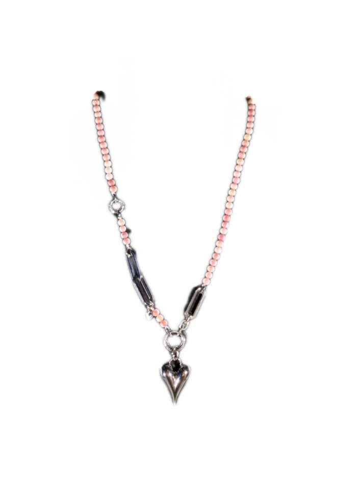 HEART STONE necklace Pink silver