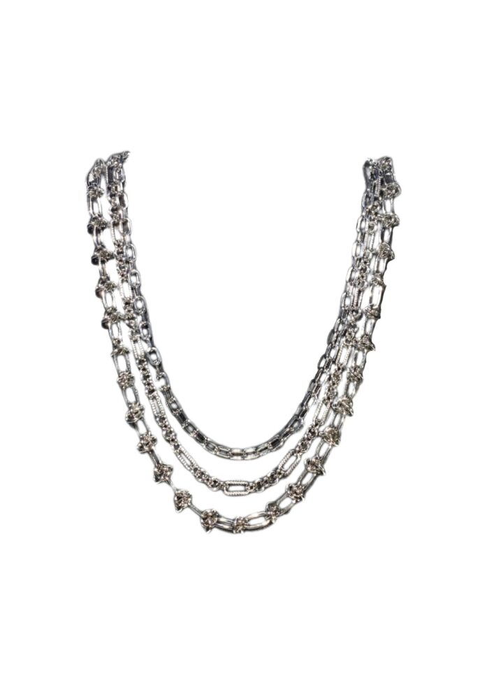 KNOT 3 LAYER necklace silver